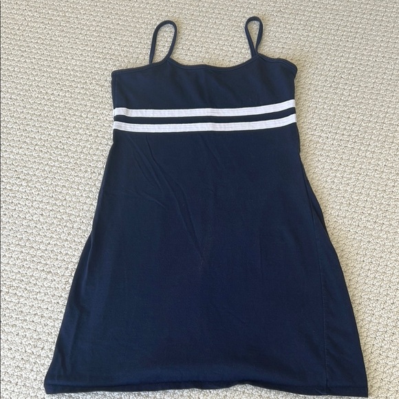 Brandy Melville Dark Blue Mini Dress with White Stripes - Picture 1 of 6